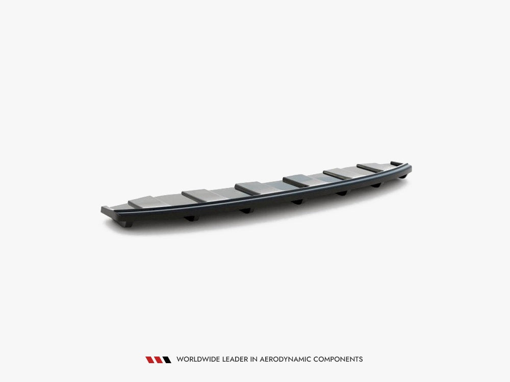Maxton Design Central Rear Splitter (Vertical Bars) Audi A6 C7 S-Line Avant Exhaust 2X1 (2011-2014)