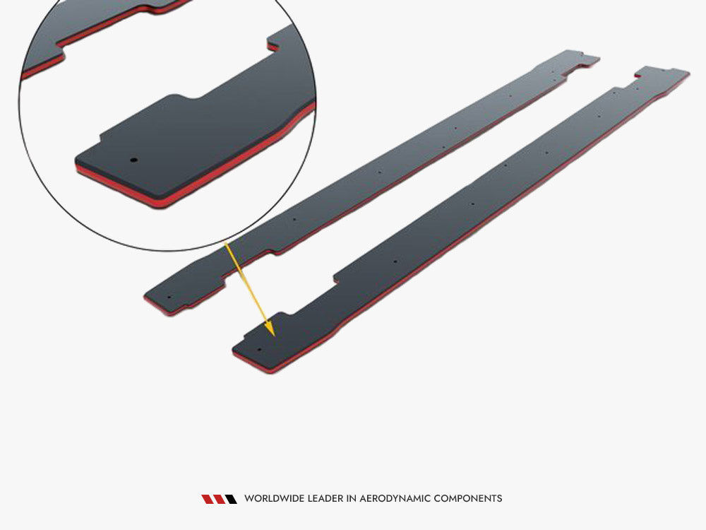 Maxton Design Street PRO Side Skirts Diffusers Ford Mustang GT Mk6 - Black-Red