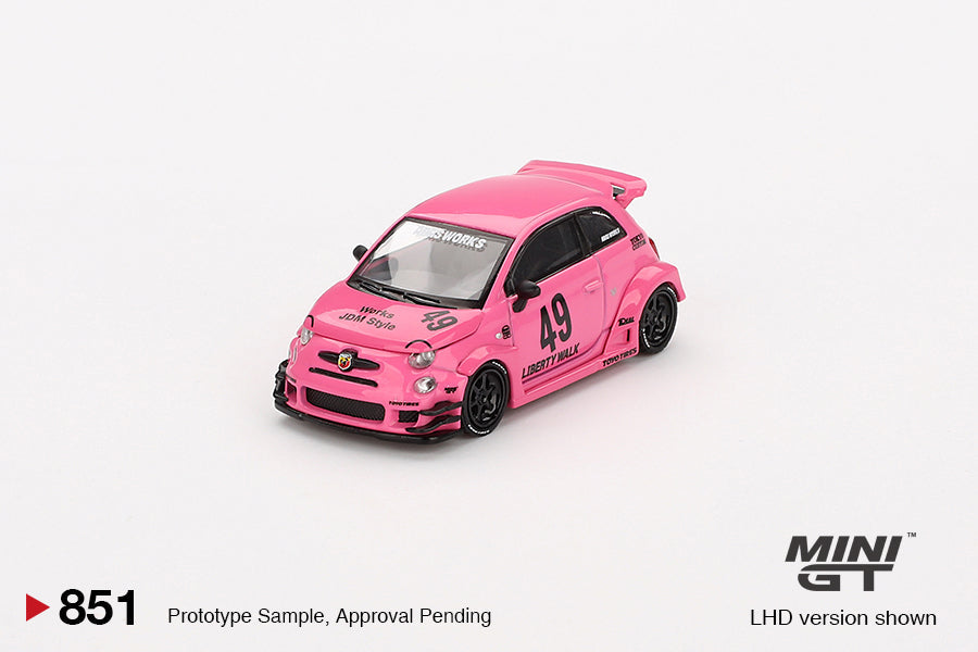Mini GT Abarth Model Car - Abarth 595 LB-Works x Abas Works Pink