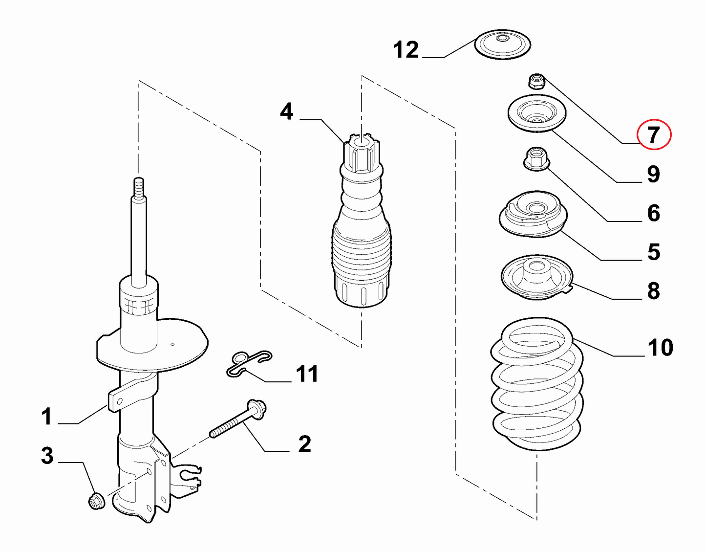 Genuine Abarth 500 / 595 / 695 Top Mounting Plate Nut, Front - TMC Motorsport