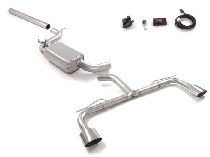 Ragazzon Stainless steel front pipe group N + centre silencer + rear tube left/right VOLKSWAGEN 2.0GTi Clubsport (221kW) 76mm 10/2020>> (50.1062.12) - TMC Motorsport