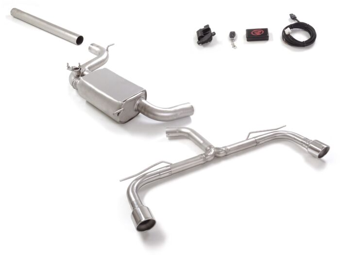 Ragazzon Stainless steel front pipe group N + centre silencer + rear tube left/right VOLKSWAGEN 2.0GTi (180kW) 76mm 2020>> (50.1077.61) - TMC Motorsport