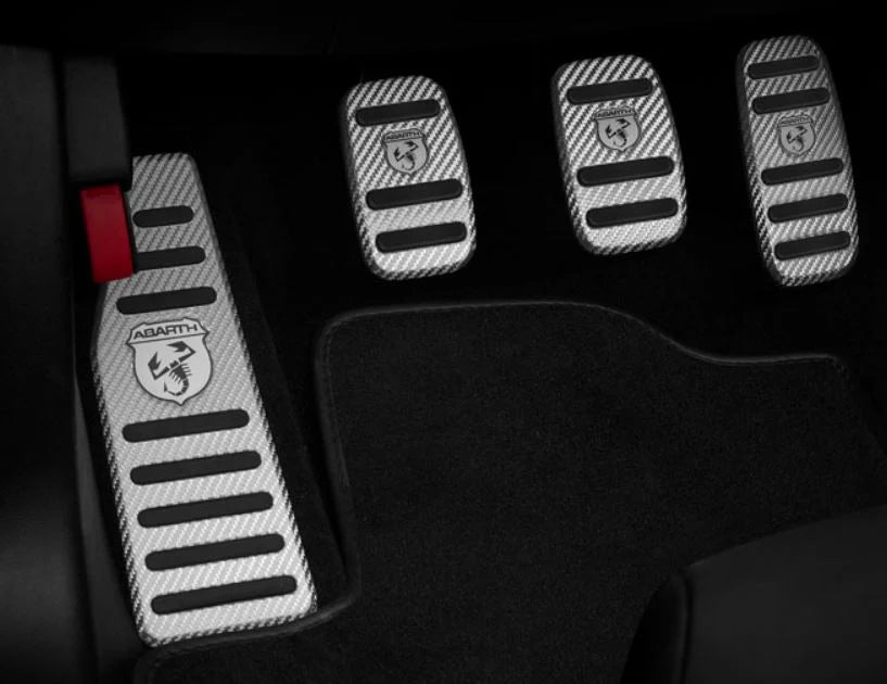 Genuine Abarth Alutex Sports Pedal Set – Silver Carbon – 500 Abarth Manual (LHD) – Unboxed