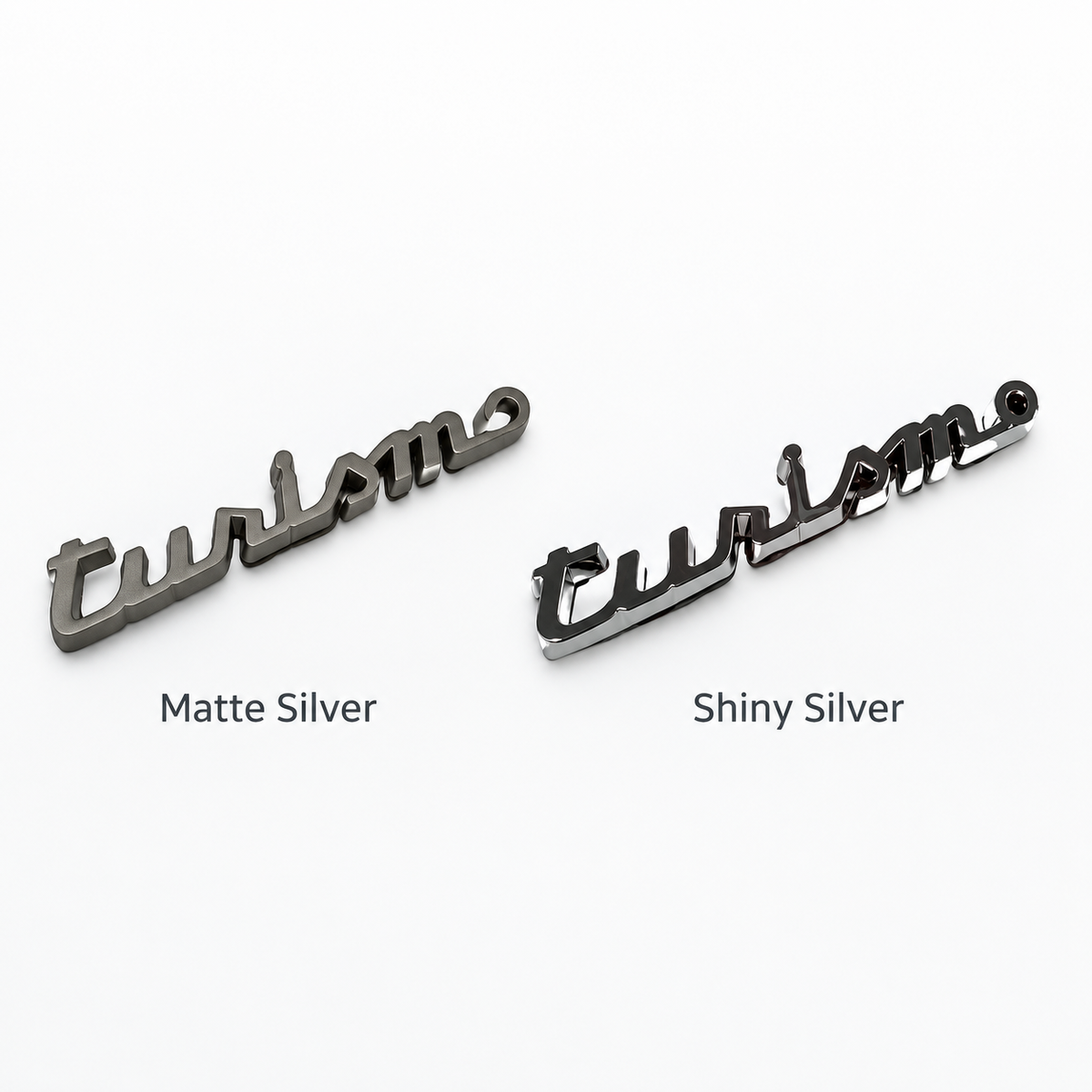Abarth Turismo Badge – Matte / Shiny Silver 7 cm × 0.5 cm – Clearance