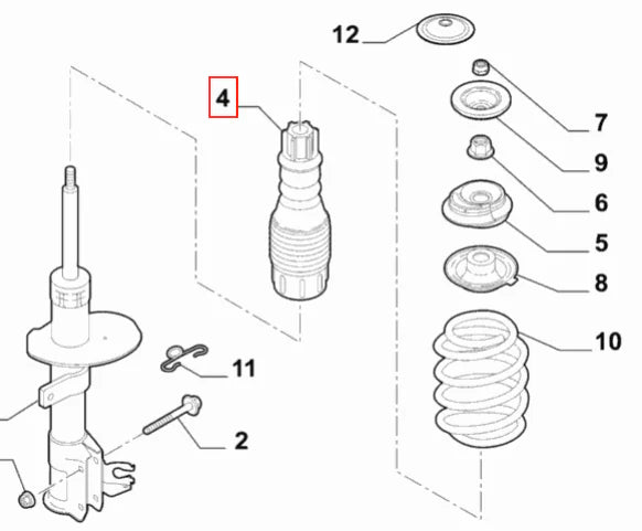 Genuine Abarth 500 / 595 / 695 Bump Stop Gaiter