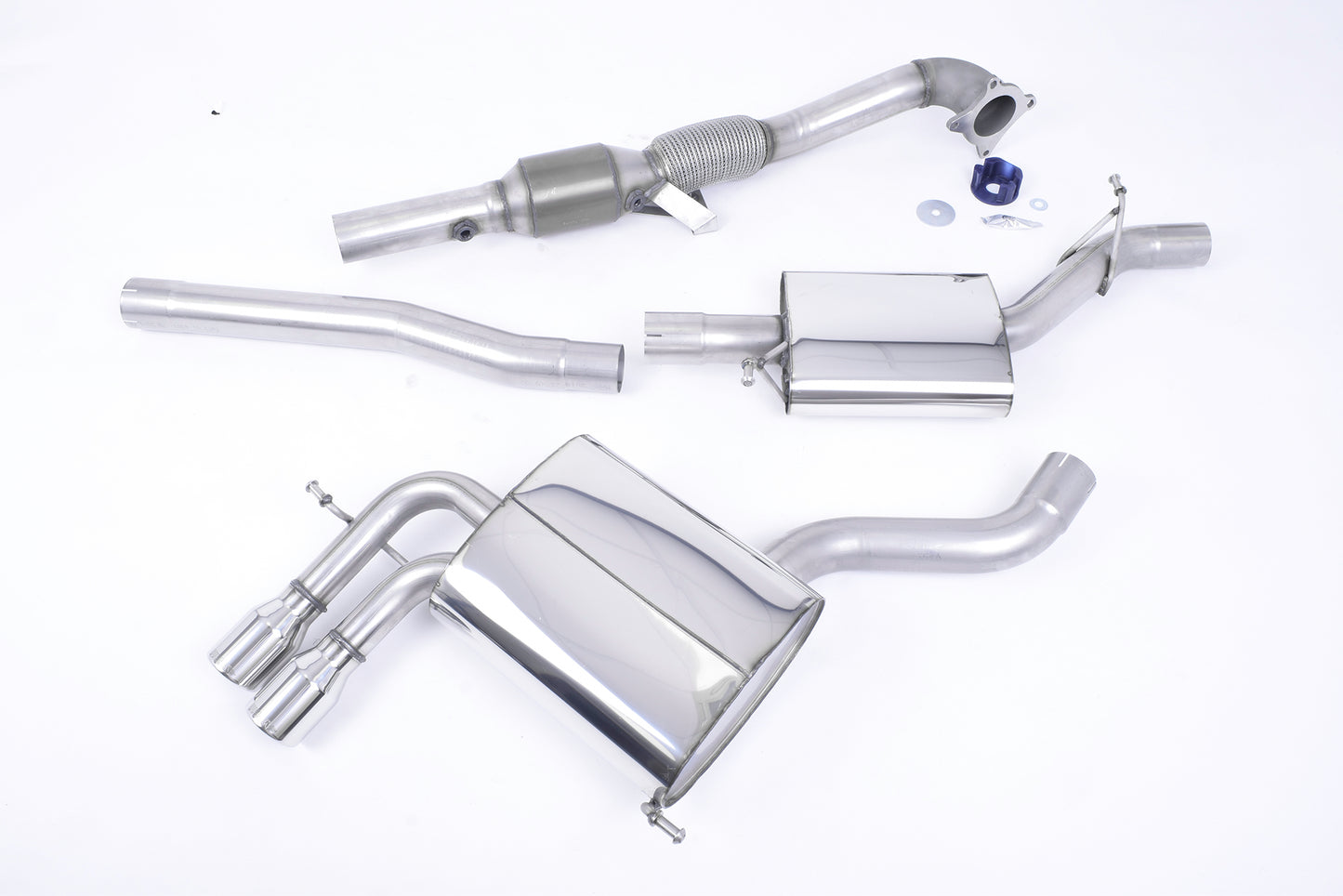 Audi A3 2.0T FSI Quattro - Resonated (Quieter) Turbo-Back Exhaust System with Hi-Flow Sports Catalyst with Polished Trims