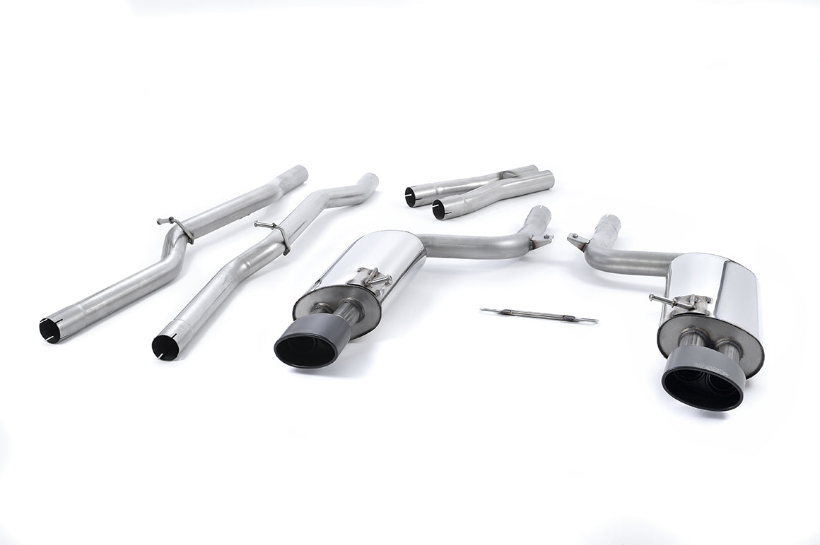 Audi RS4 B7 - Non-Valved & Non-Resonated Cat-Back Exhaust System with Satin Black Sheen Trims