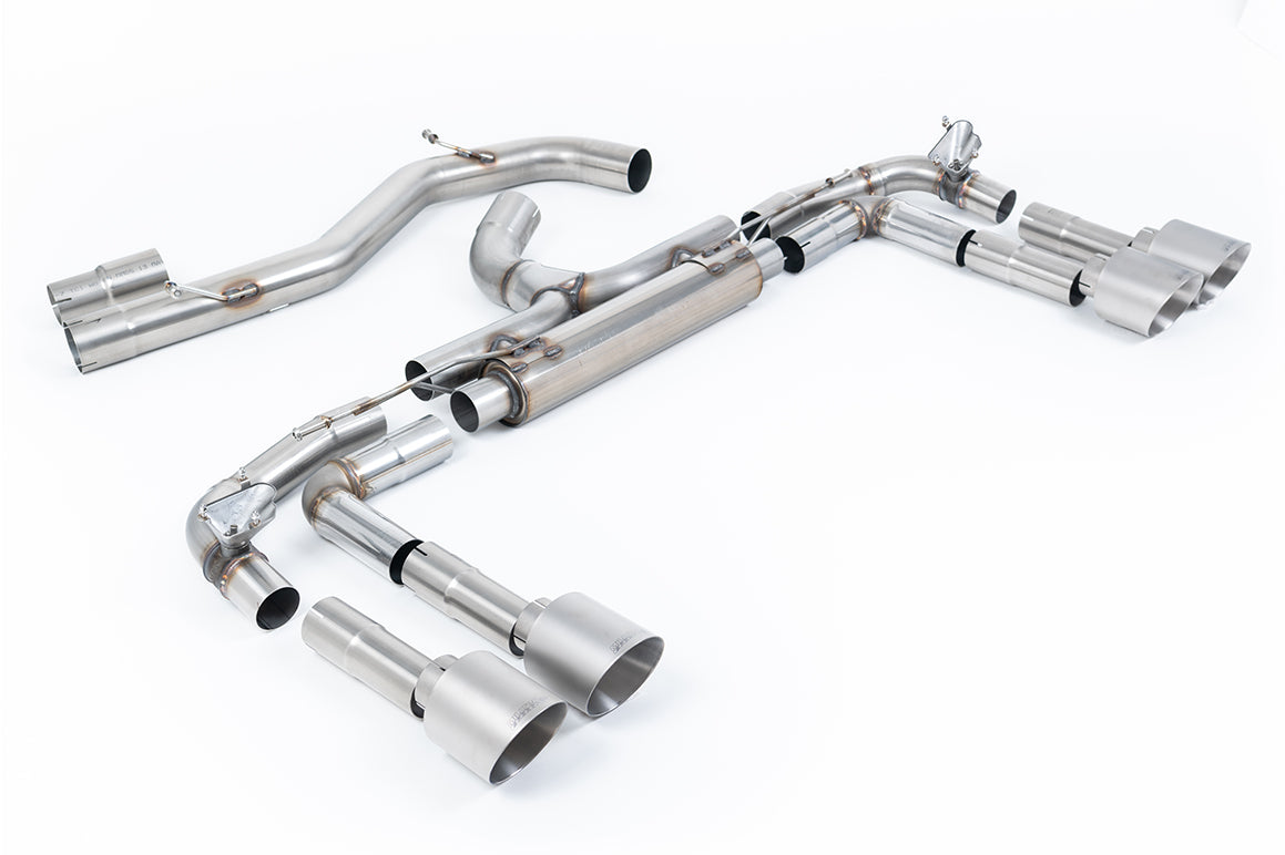 Audi S3 8Y - Non-Resonated Race (Loudest) Cat Back Exhaust System with with GT-115 Brushed Titanium Tips