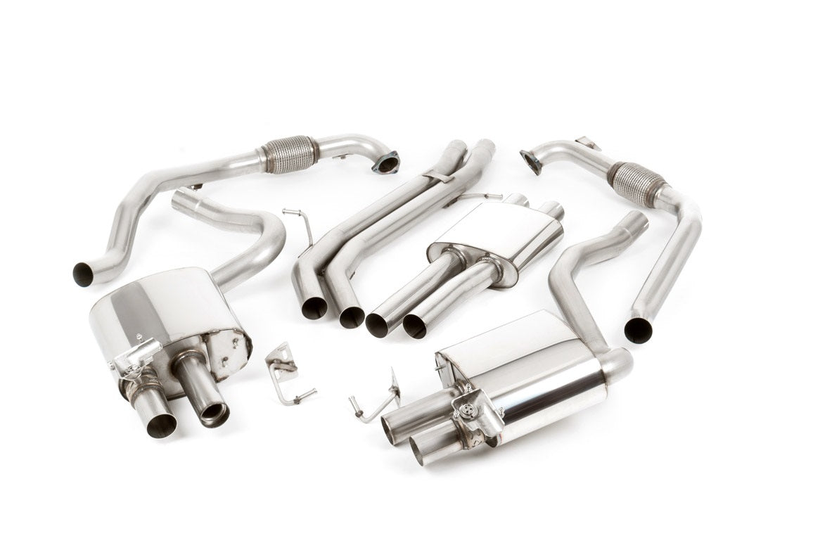 Audi S4 B9 Sport Diff without Brace Bars - Resonated Cat Back with Polished Trims
