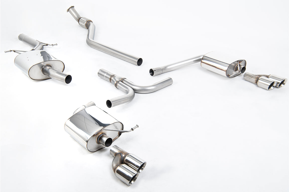 Audi A4 2.0 B8 S line (Manual) - Resonated (Quieter) Cat-Back Exhaust System with Quad-outlet GT80 Polished Trims