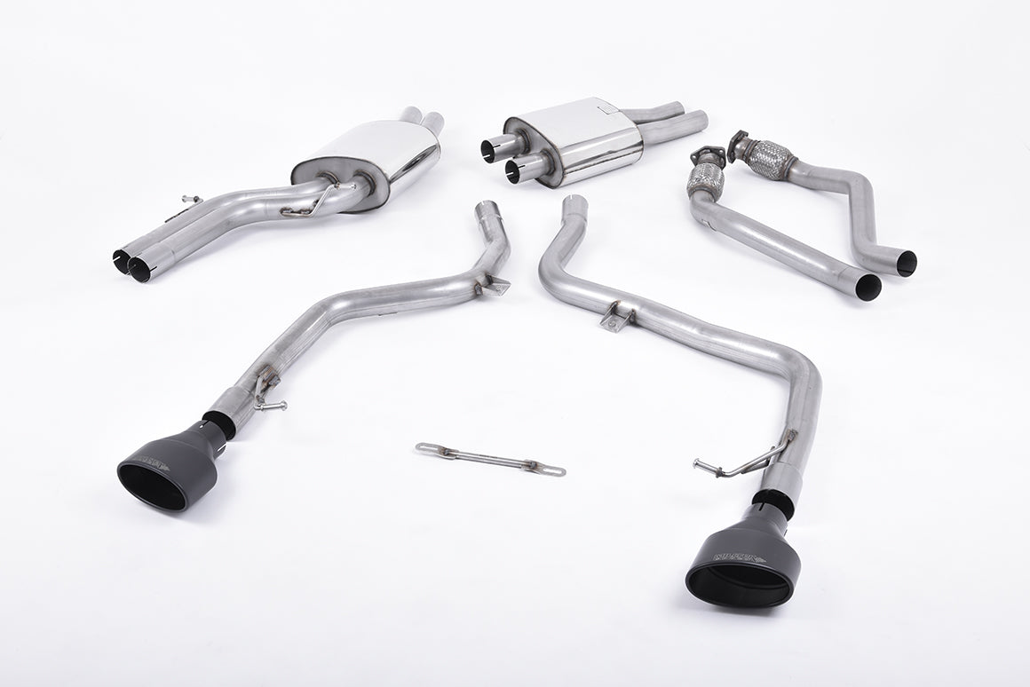 Audi S5 B8 (S tonic) - Race Non-Resonated (Louder) Cat-Back Exhaust System with Black Oval Trims
