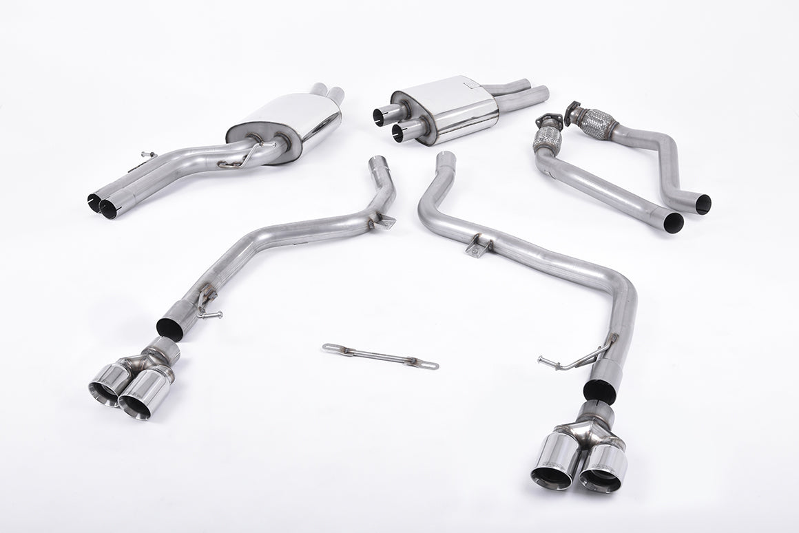 Audi S5 B8 (S tonic) - Race Non-Resonated (Louder) Cat-Back Exhaust System with Quad Polished Trims