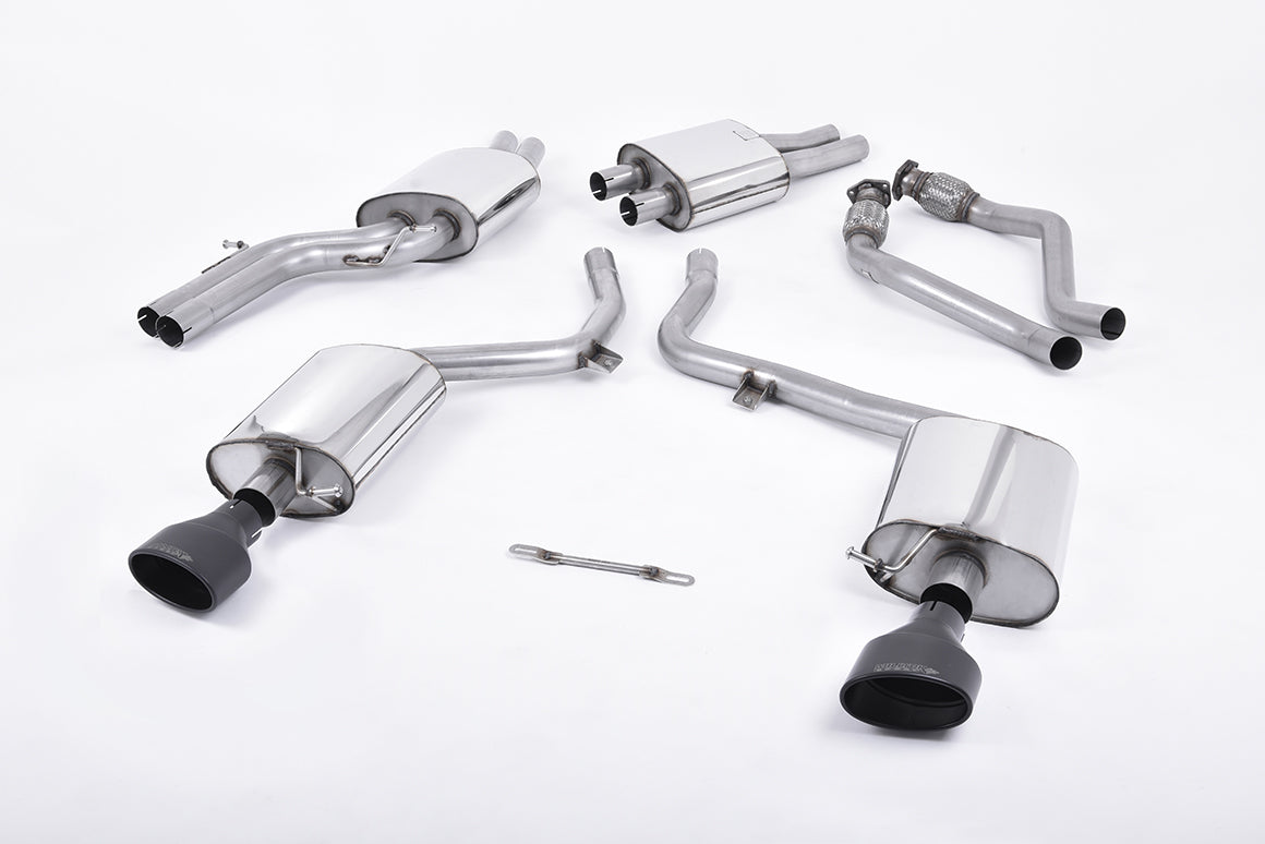 Audi S5 B8 (S tonic) - Resonated (Quieter) Cat-Back Exhaust System with Dual Cerakote Black Trims