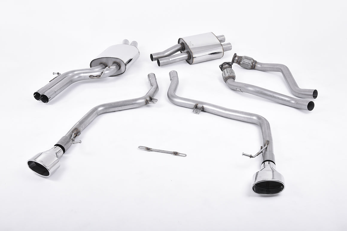Audi S5 B8 (S tonic) - Race Non-Resonated (Louder) Cat-Back Exhaust System with Polished Oval Trims