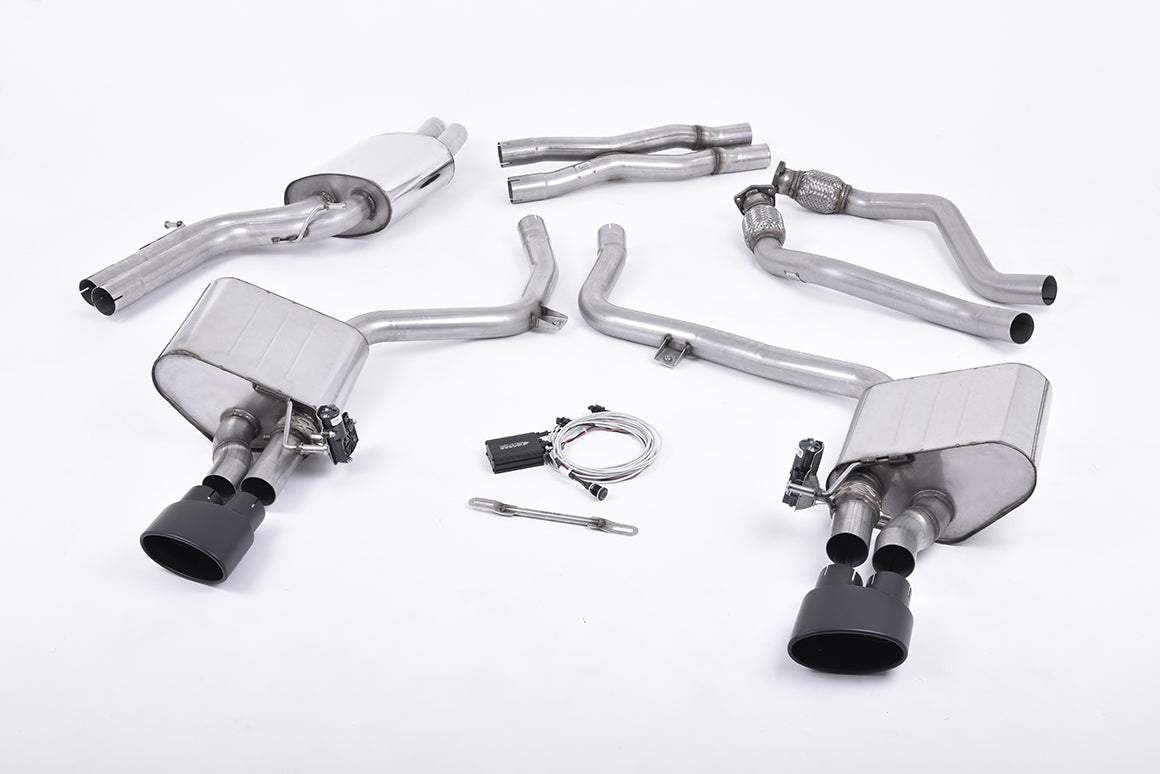 Audi S5 B8 Sportback - Valved and Resonated Cat-Back Exhaust System with Black Oval Trims
