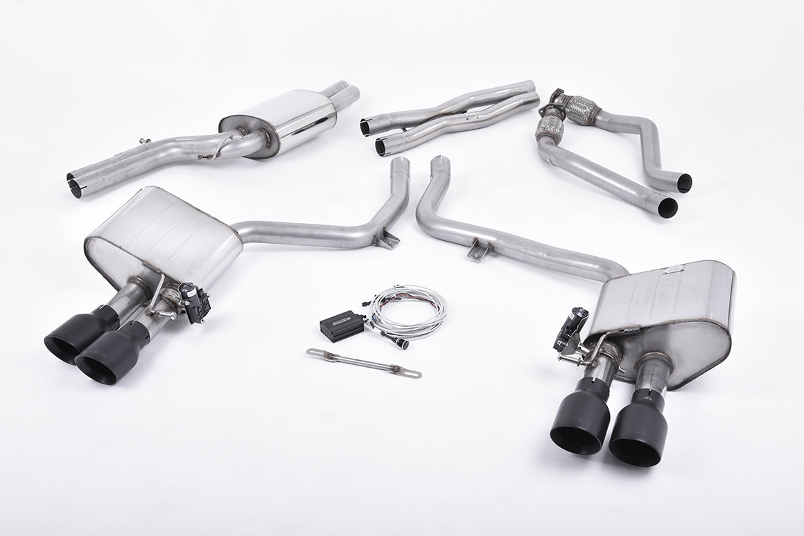 Audi S4 V6/S5 3.0 B8.5 - Valved & Resonated (Quieter) Cat-Back Exhaust System with Black Velvet Trims