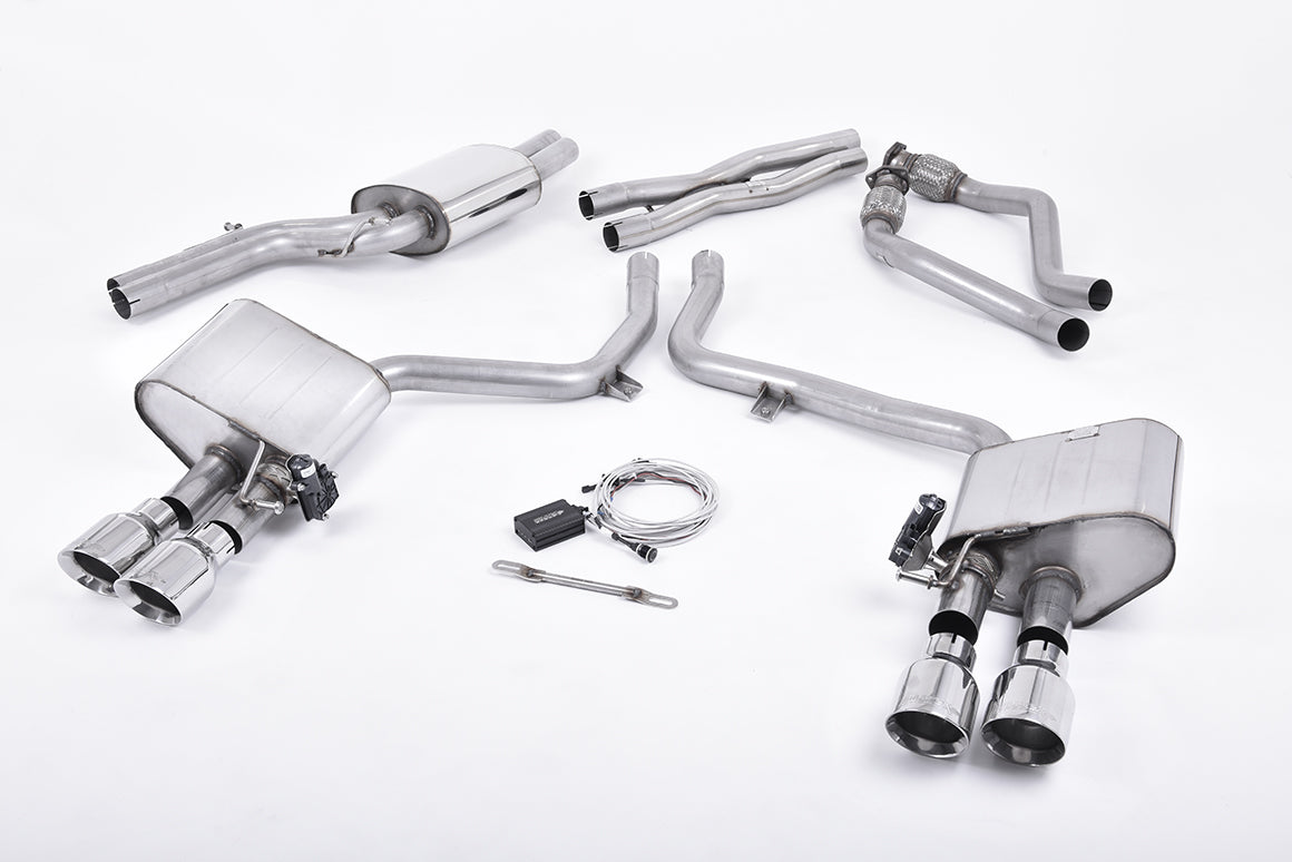 Audi S4 V6/S5 3.0 B8.5 - Valved & Resonated (Quieter) Cat-Back Exhaust System with Polished Trims