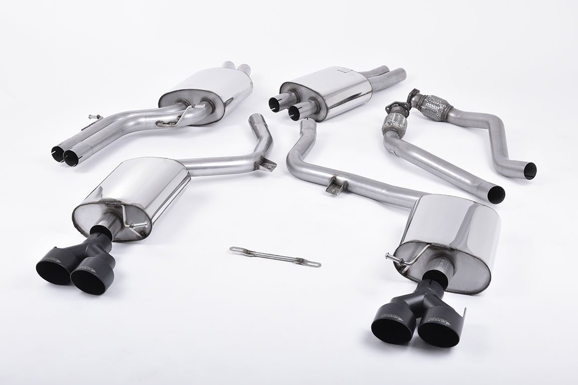 Audi S5 B8.5 Coupe/Cabriolet - Resonated (Quieter) Cat-Back Exhaust System with Quad Black Velvet Trims