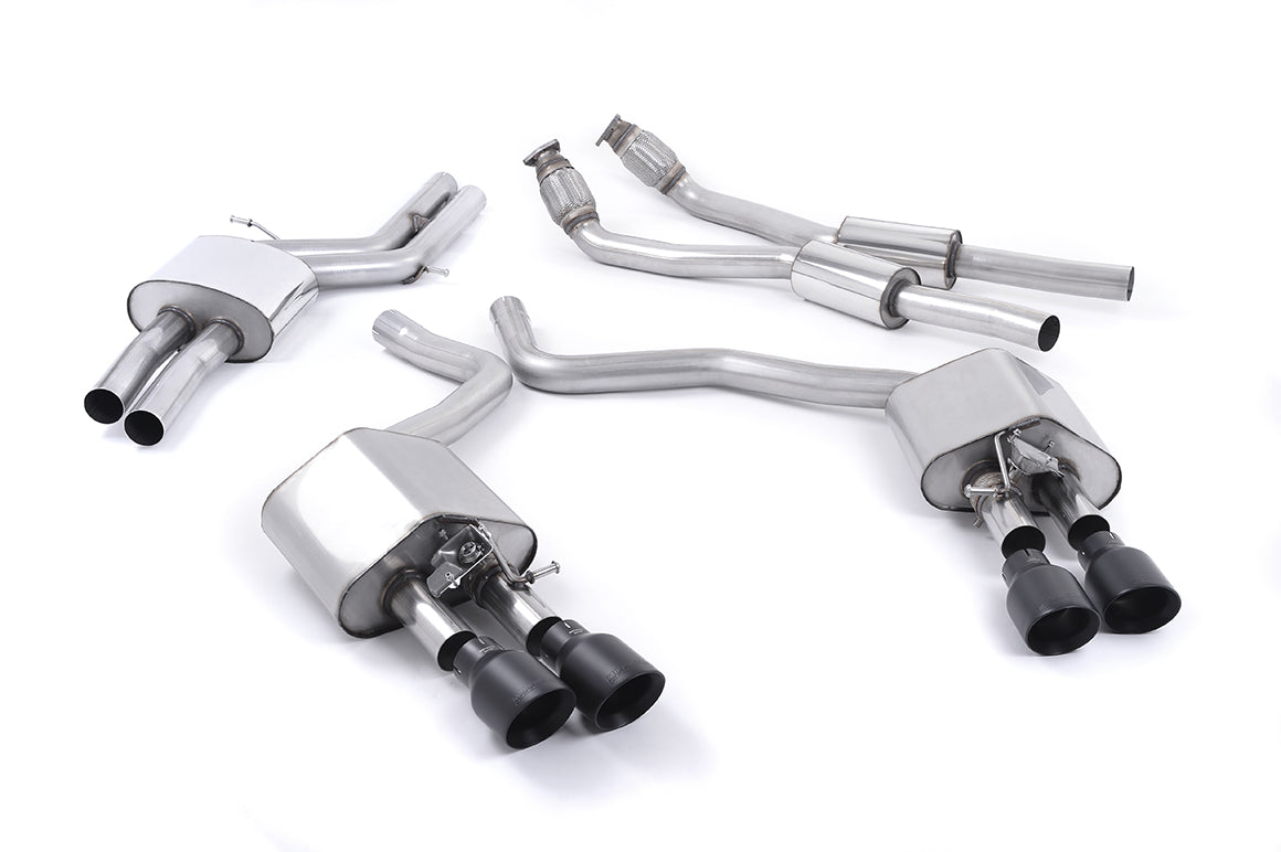 Audi S6 C7/S7 Sportback - Valved & Resonated (Quieter) Cat-Back Exhaust System with Cerakote Black Trims