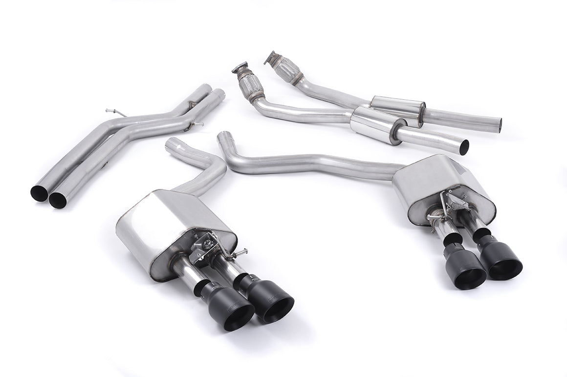 Audi S6 C7/S7 Sportback - Valved & Non-Resonated (Louder) Cat-Back Exhaust System with Cerakote Black Trims