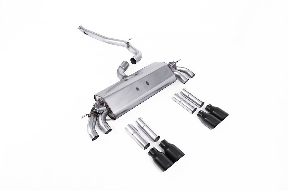 Audi S3 8V.2 - Non-Resonated (Louder) Cat-Back Exhaust System with Quad Round Cerakote Black Trims