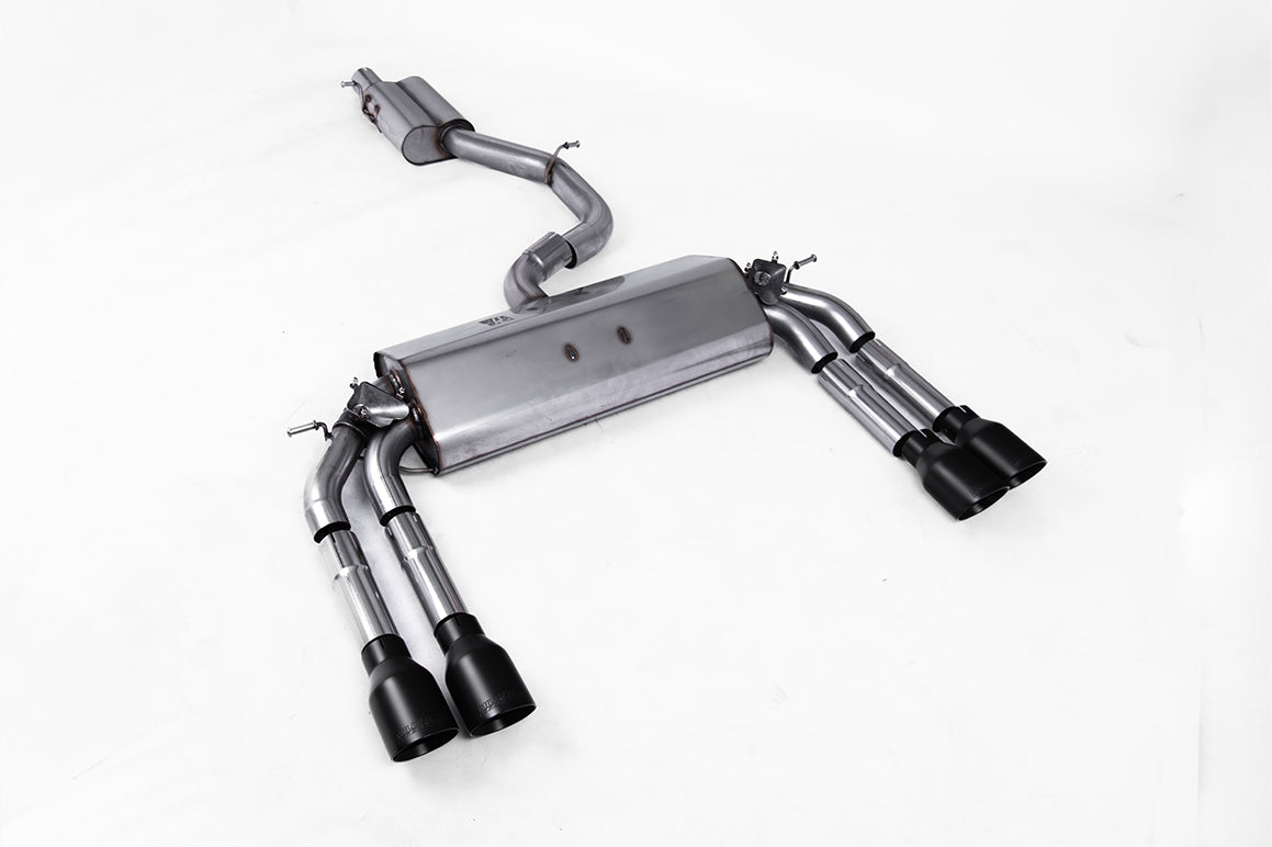 Audi S3 8V/V.2 - Resonated (Quieter) Cat-Back Exhaust System with Quad Round Cerakote Black Tips