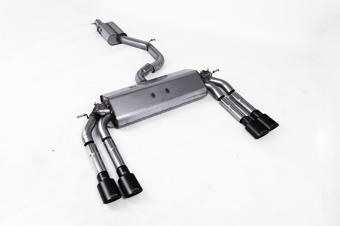 Audi S3 8V/V.2 - Resonated (Quieter) Cat-Back Exhaust System with Quad Oval Cerakote Black Trims