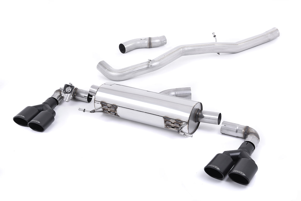 Audi S1 - Non-Resonated (Louder) Cat-Back Exhaust System with quad Cerakote Black Oval Trims