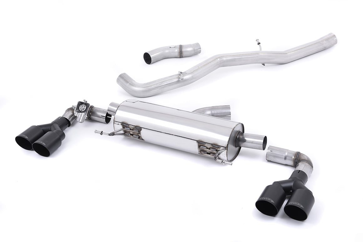 Audi S1 - Non-Resonated (Louder) Cat-Back Exhaust System with Quad Cerakote Black Round Trims