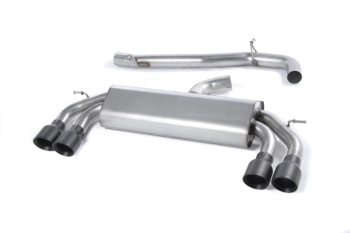 Audi S3 8V/8V.2 - Non-Valved & Non-Resonated (Louder) Cat-Back Race Exhaust System with Quad Round Cerakote Black Trims