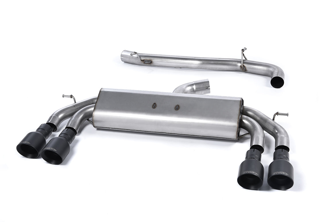 Audi S3 8V/8V.2 Sportback Non GPF - Non-Valved & Non-Resonated (Louder) Cat-Back Race Exhaust System with Quad Round Cerakote Black Trims