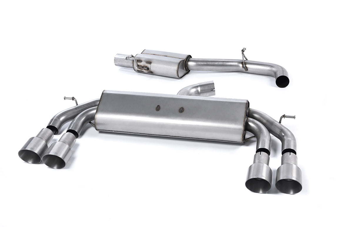 Audi S3 8V/8V.2 Sportback Non GPF - Non-Valved & Resonated (Quieter) Cat-Back Race Exhaust System with Quad Round Titanium Trims