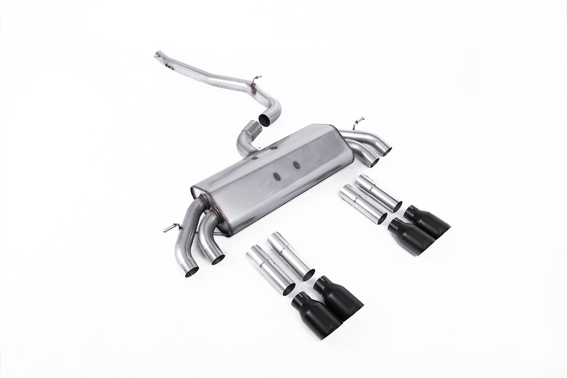 Audi S3 8V/V.2 - Non-Valved & Non-Resonated (Louder) Cat-Back Race Exhaust System with Quad Round Cerakote Black Trims
