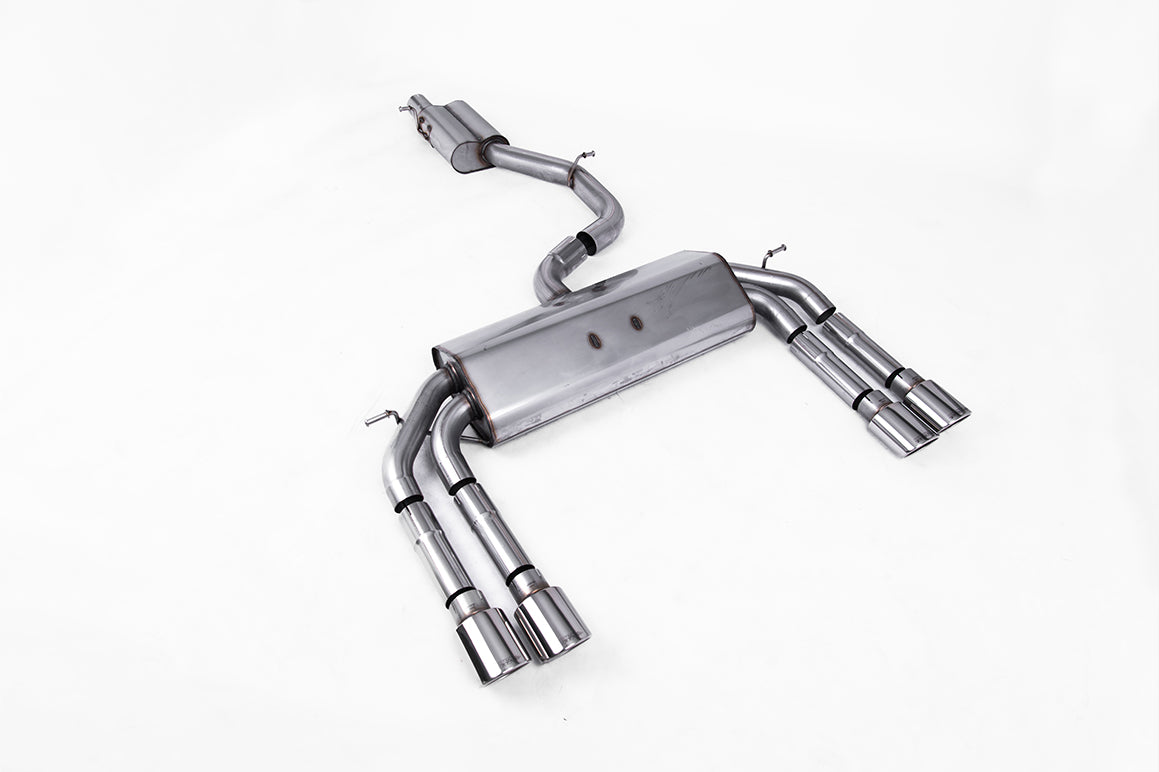 Audi S3 8V/V.2 - Non-Valved & Resonated (Quieter) Cat-Back Race Exhaust System with Quad Oval Polished Trims