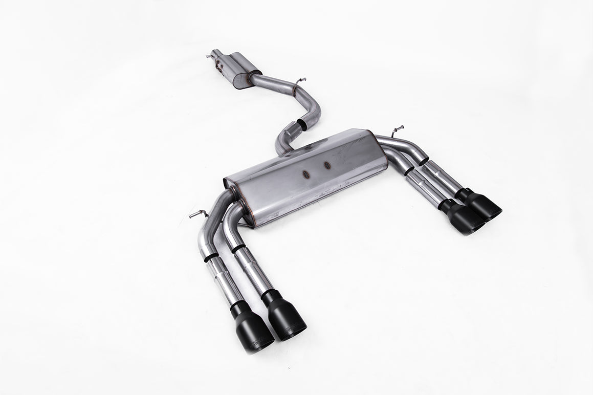 Audi S3 8V/V.2 - Non-Valved & Resonated (Quieter) Cat-Back Race Exhaust System with Quad Round Cerakote Black Trims