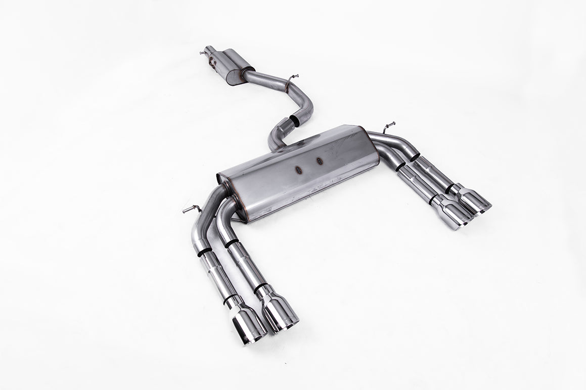 Audi S3 8V/V.2 - Non-Valved & Resonated (Quieter) Cat-Back Race Exhaust System with Quad Round Polished Trims