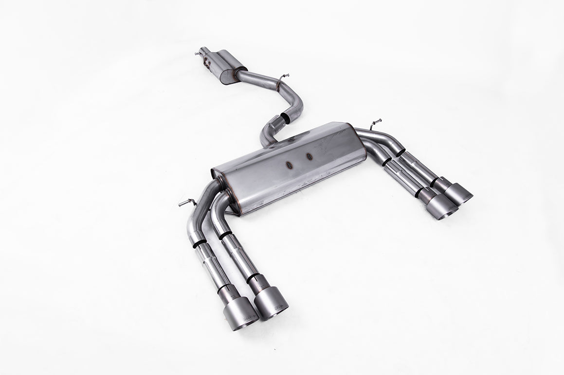 Audi S3 8V/V.2 - Non-Valved & Resonated (Quieter) Cat-Back Race Exhaust System with Quad Round Titanium Trims