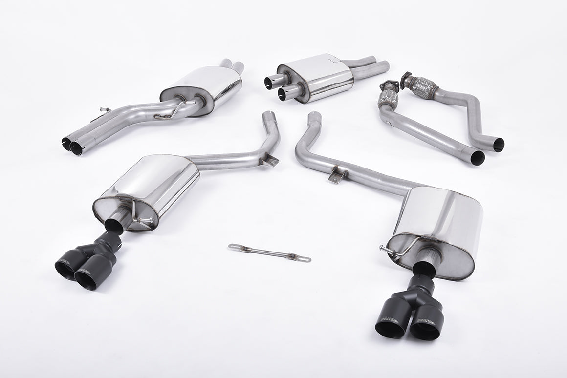 Audi S5 B8 (S tonic) - Resonated (Quieter) Cat-Back Exhaust System with Quad Cerakote Black Trims