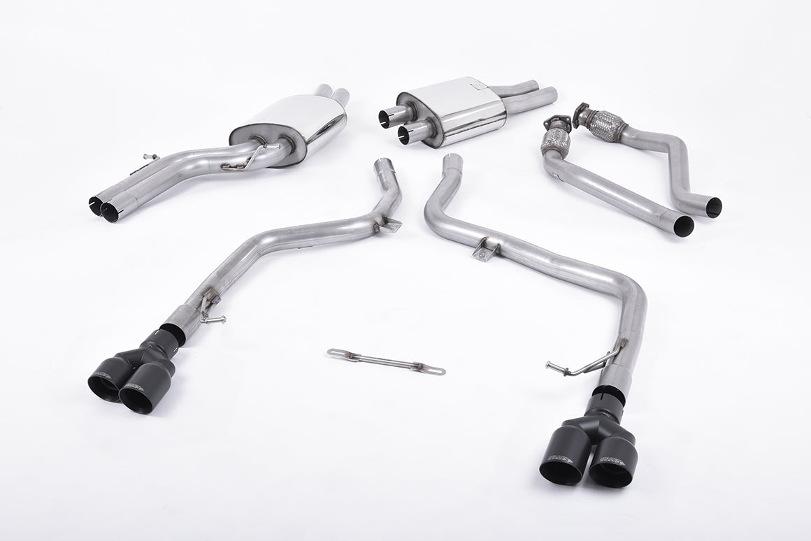 Audi S5 B8 (S tonic) - Race Non-Resonated (Louder) Cat-Back Exhaust System with Quad Cerakote Black Tips