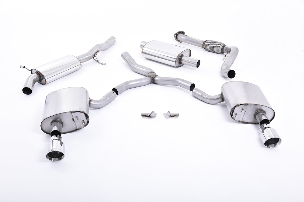 Audi A4 2.0 B9 Quattro - Resonated (Quieter) Cat-Back Exhaust System with Dual GT-100 Polished Trims