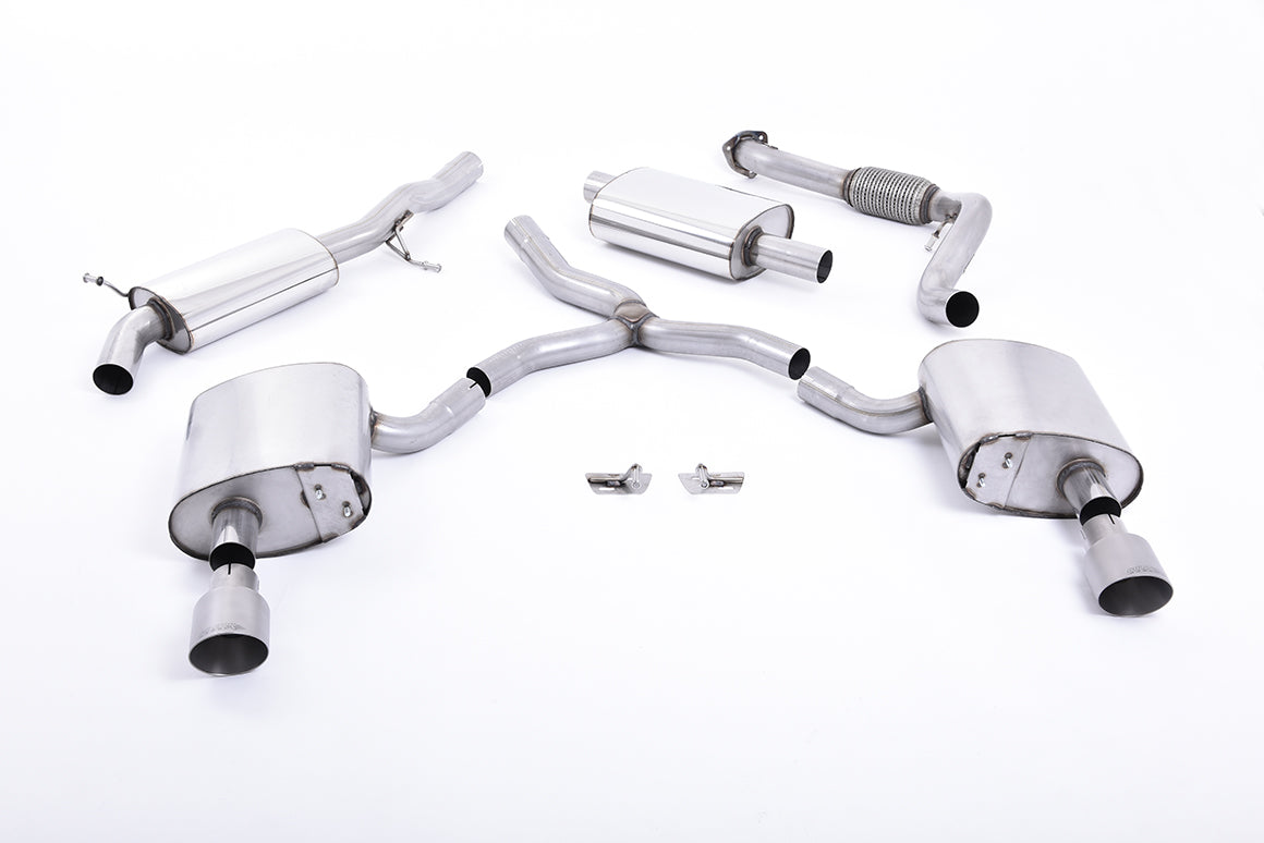 Audi A4 2.0 B9 Quattro - Resonated (Quieter) Cat-Back Exhaust System with Dual GT-100 Titanium Trims