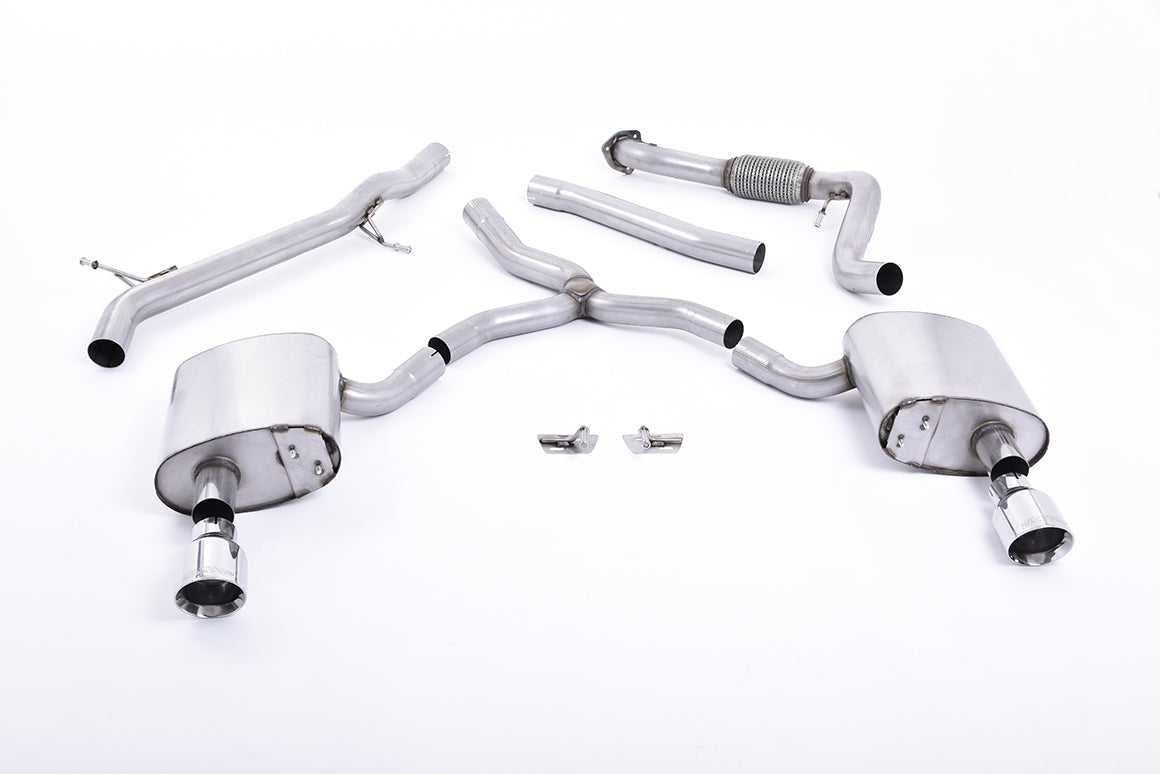 Audi A4 2.0 B9 Quattro - Non-Resonated (Louder) Cat-Back Exhaust System with Dual GT-100 Polished Trims
