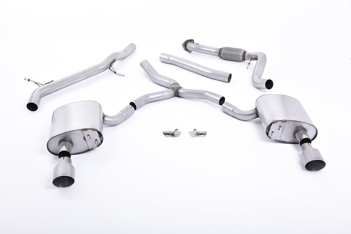 Audi A4 2.0 B9 Quattro - Non-Resonated (Louder) Cat-Back Exhaust System with Dual GT-100 Titanium Trims