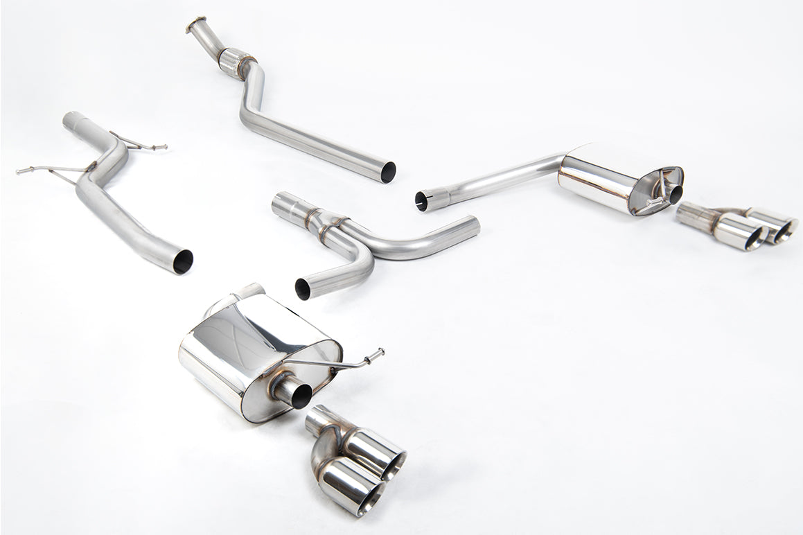 Audi A4 2.0 B8 S line (Manual) - Non-Resonated (Louder) Cat-Back Exhaust System with Quad-outlet GT80 Trims