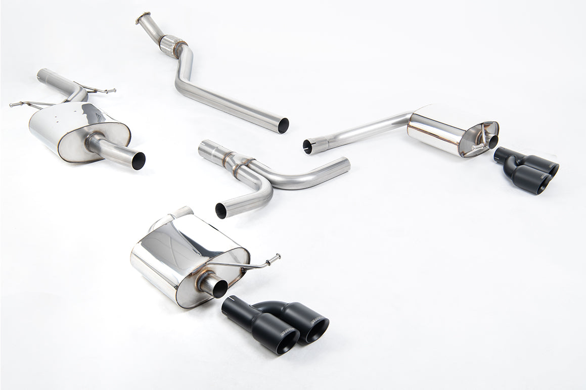 Audi A4 2.0 B8 S line (Manual) - Resonated (Quieter) Cat-Back Exhaust System with Cerakote Black Quad-outlet Trims