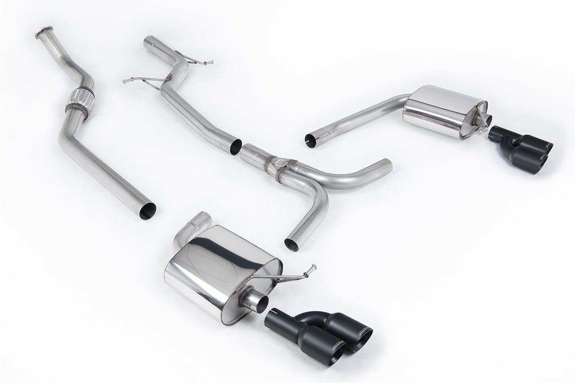 Audi A4 2.0 B8 S line (Tiptronic) - Non-Resonated (Louder) Cat-Back Exhaust System with Quad-outlet Cerakote Black Trims