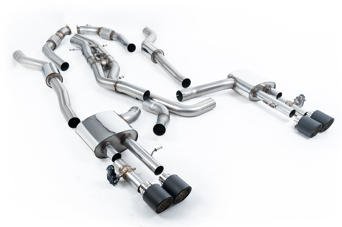 Audi S8 D5 V8 - Resonated (Quieter) OPF-Back Exhaust System with JET-115 Carbon Trims