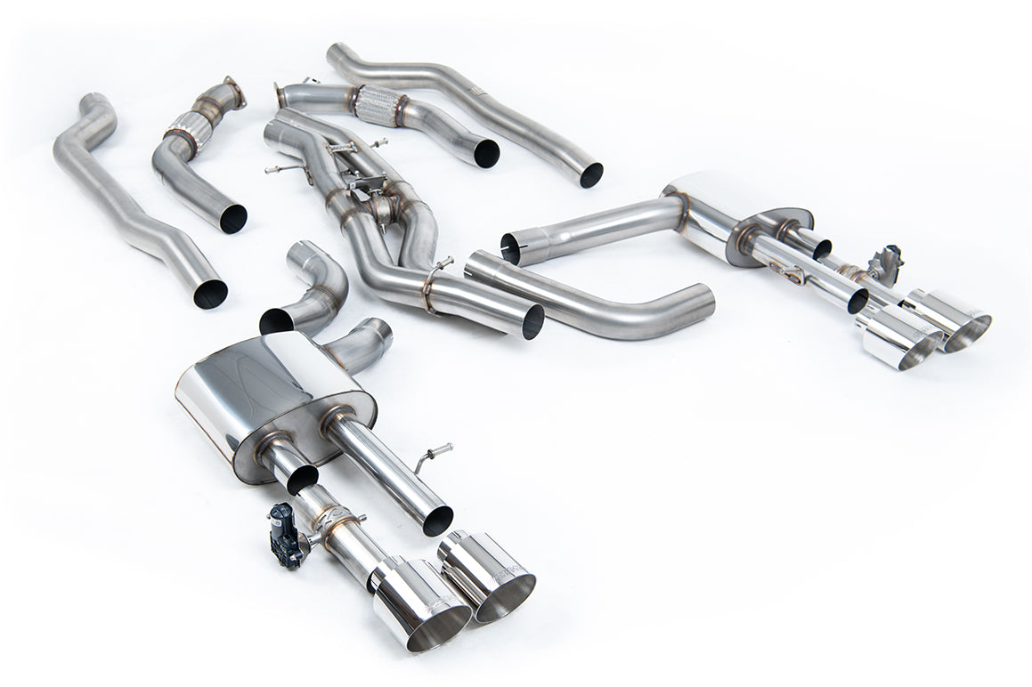 Audi S8 D5 V8 - Non-Resonated (Louder) OPF-Back Exhaust System with GT-115 Polished Trims