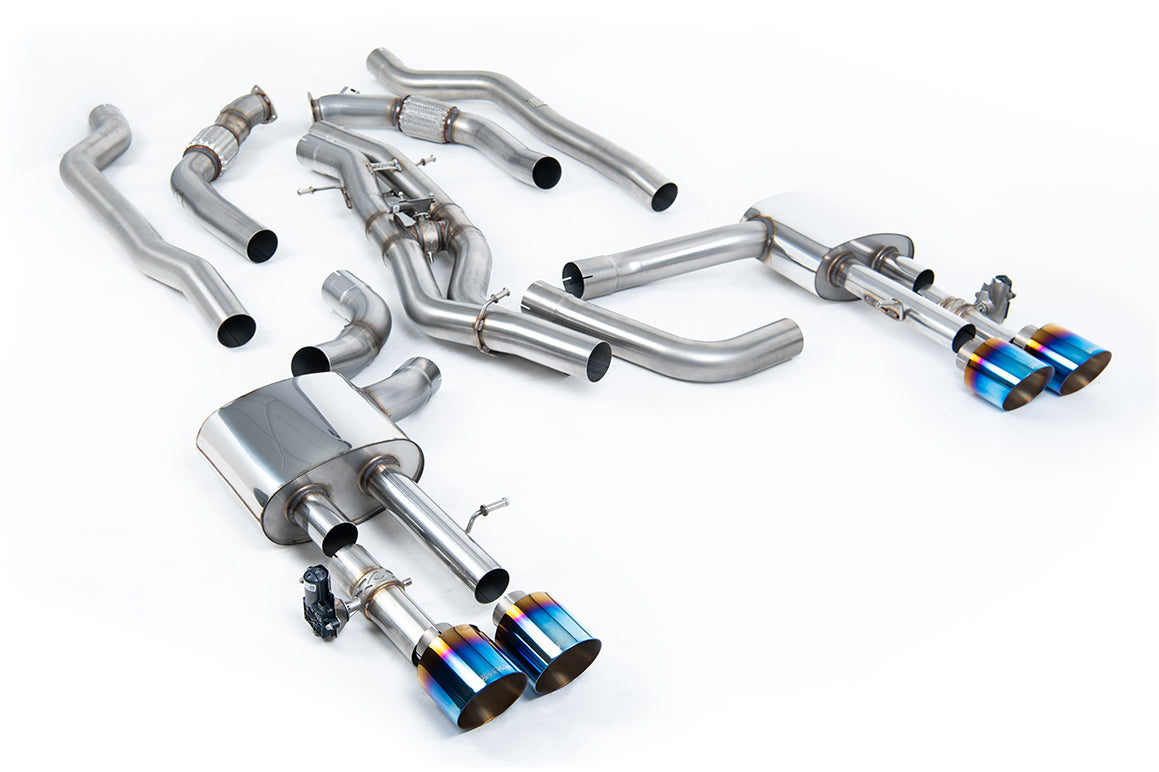 Audi S8 D5 V8 - Non-Resonated (Louder) OPF-Back Exhaust System with GT-115 Burnt Titanium Trims