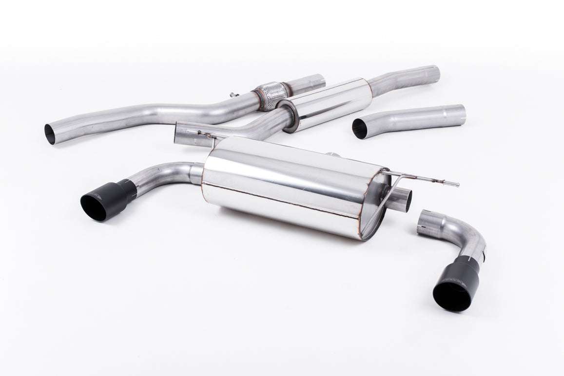 BMW 4 Series F32 428i Auto - Resonated (Quieter) Cat-Back Exhaust System with Cerakote Black Trims (For 435i M Sport Valance)